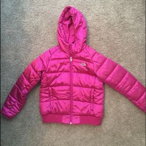 North Face girls puffer jacket, 14/16, pink